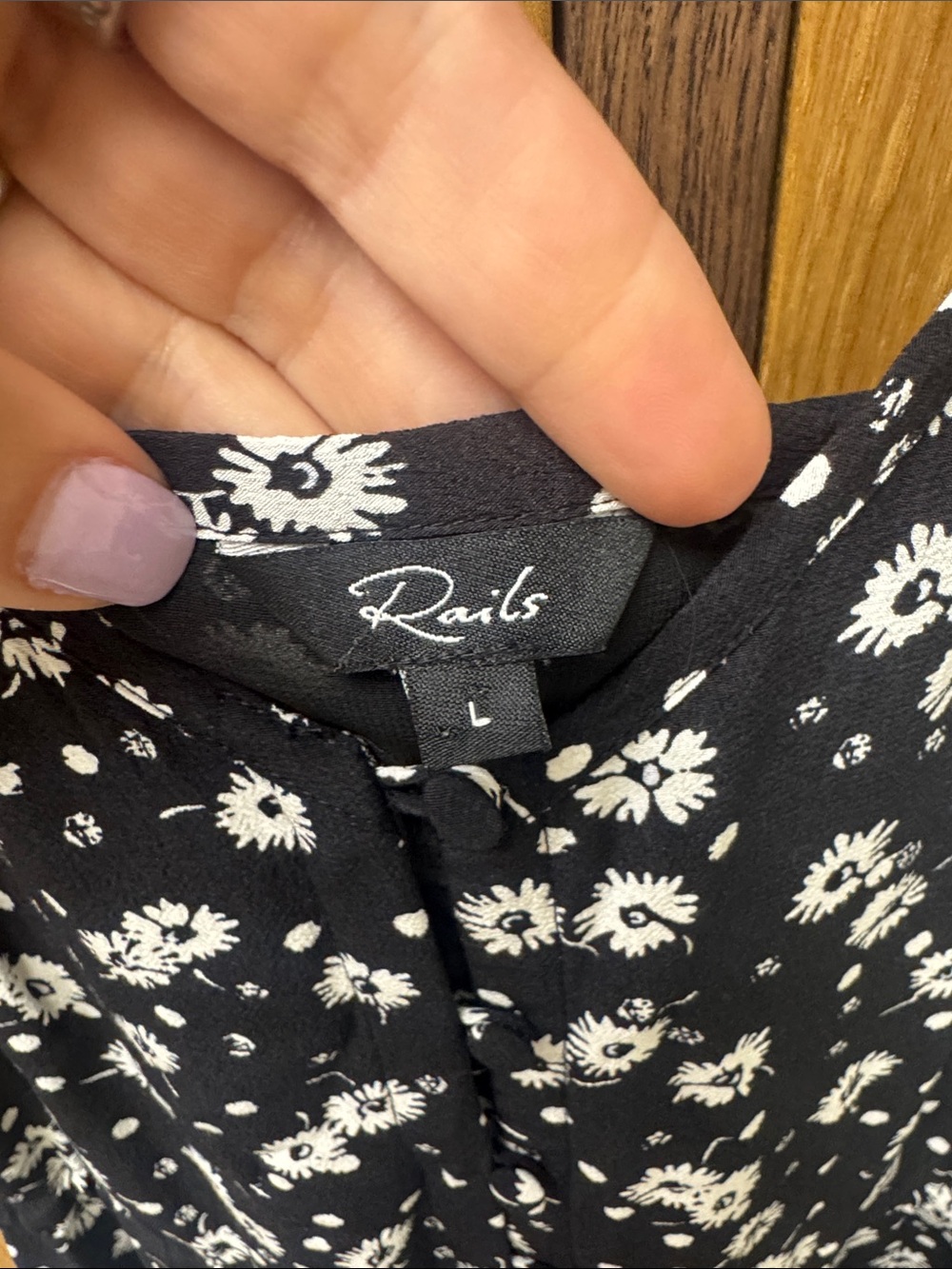 Rails Frida Black Dotted Daisy High Low Midi Dress, size L - Picture 4 of 7